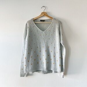 WOODEN SHIPS | Metallic Polka Dot V-Neck Sweater | S/M